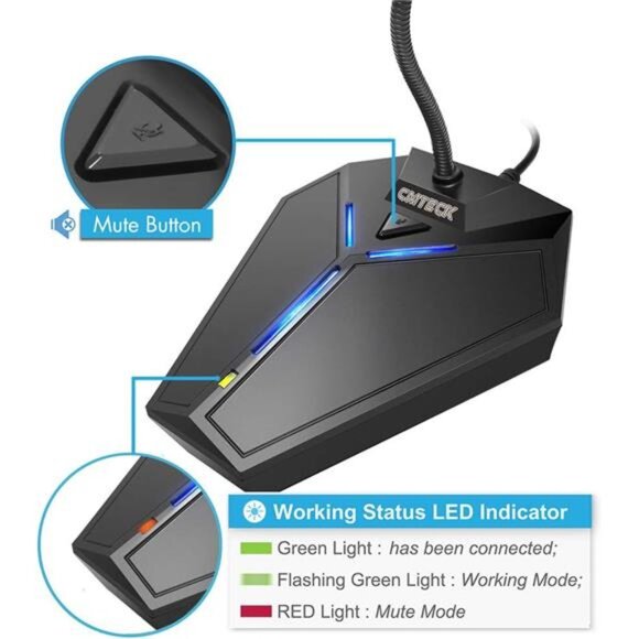 USB Computer Microphone, Plug &Play Desktop Omnidirectional Condenser - Picture 3 of 6